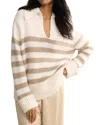 Jenni Kayne Phoebe Cashmere Polo Sweater In Ivory/toast Stripe