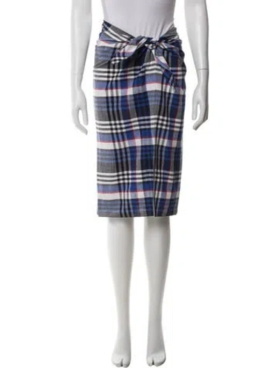 Pre-owned Jenni Kayne Plaid Print Knee-length Skirt In Blue