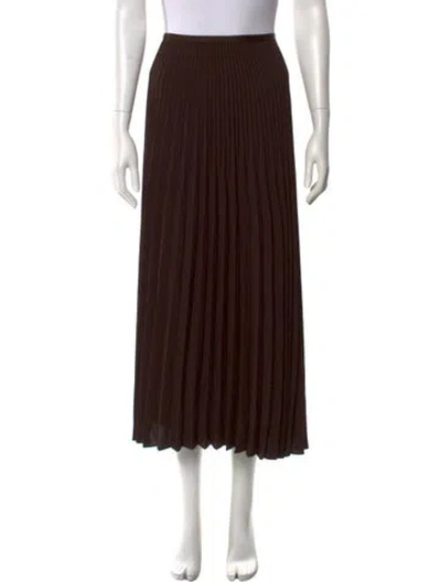Pre-owned Jenni Kayne Pleated Accents Midi Length Skirt In Brown