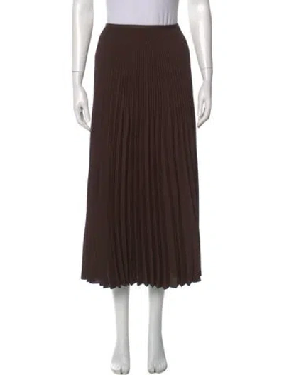 Pre-owned Jenni Kayne Pleated Accents Midi Length Skirt In Brown