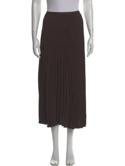 Pre-owned Jenni Kayne Pleated Accents Midi Length Skirt In Brown