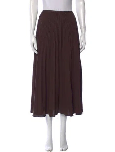 Pre-owned Jenni Kayne Pleated Accents Midi Length Skirt In Brown