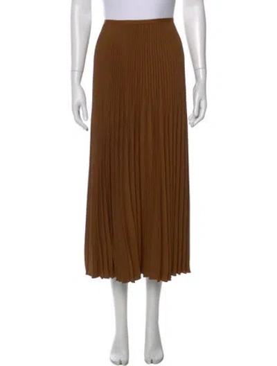 Pre-owned Jenni Kayne Pleated Accents Midi Length Skirt In Brown