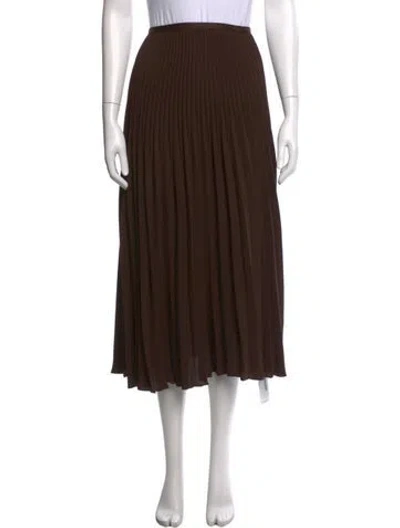 Pre-owned Jenni Kayne Pleated Accents Midi Length Skirt In Brown