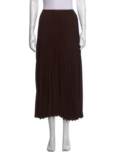 Pre-owned Jenni Kayne Pleated Accents Midi Length Skirt In Brown