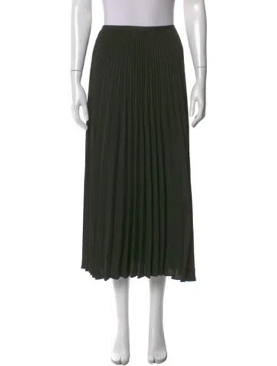 Pre-owned Jenni Kayne Pleated Accents Midi Length Skirt In Green