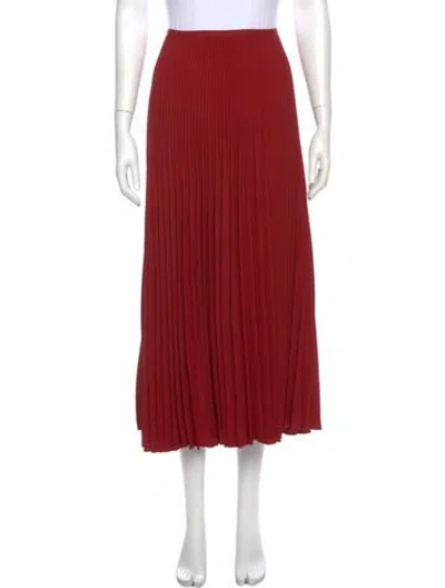 Pre-owned Jenni Kayne Pleated Accents Midi Length Skirt In Red