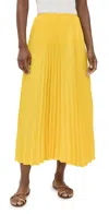 Jenni Kayne High-rise Pleated Crepe Midi Skirt In Lemon
