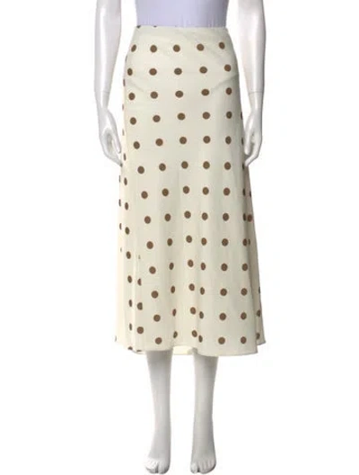 Pre-owned Jenni Kayne Polka Dot Print Midi Length Skirt W/ Tags In Neutral
