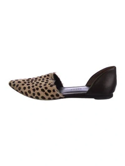 Pre-owned Jenni Kayne Ponyhair Animal Print D'orsay Flats In Black