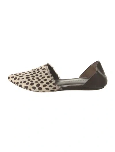 Pre-owned Jenni Kayne Ponyhair Animal Print Flats In Brown