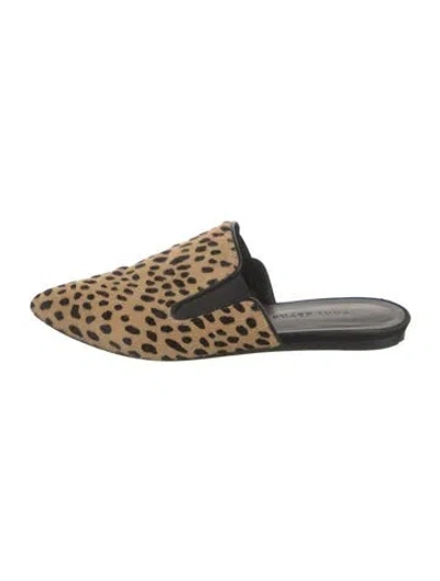 Pre-owned Jenni Kayne Ponyhair Animal Print Mules In Brown