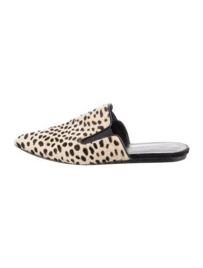 Pre-owned Jenni Kayne Ponyhair Animal Print Mules In Brown