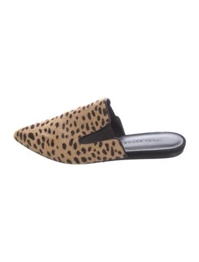 Pre-owned Jenni Kayne Ponyhair Animal Print Mules In Brown