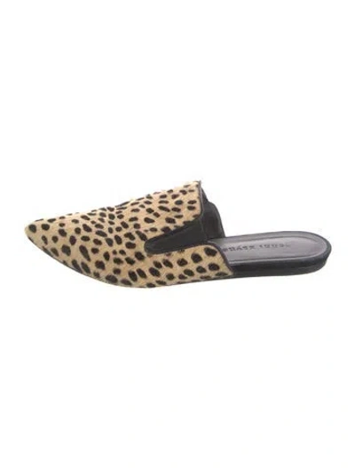 Pre-owned Jenni Kayne Ponyhair Animal Print Mules In Brown