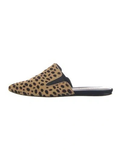 Pre-owned Jenni Kayne Ponyhair Animal Print Mules In Neutral