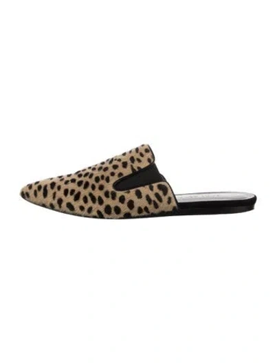 Pre-owned Jenni Kayne Ponyhair Animal Print Mules In Neutral