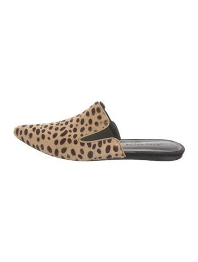 Pre-owned Jenni Kayne Ponyhair Animal Print Mules In Neutral