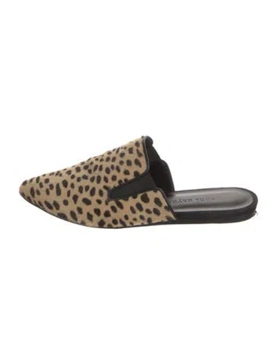 Pre-owned Jenni Kayne Ponyhair Animal Print Mules In Neutral