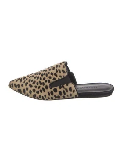 Pre-owned Jenni Kayne Ponyhair Animal Print Mules In Neutral