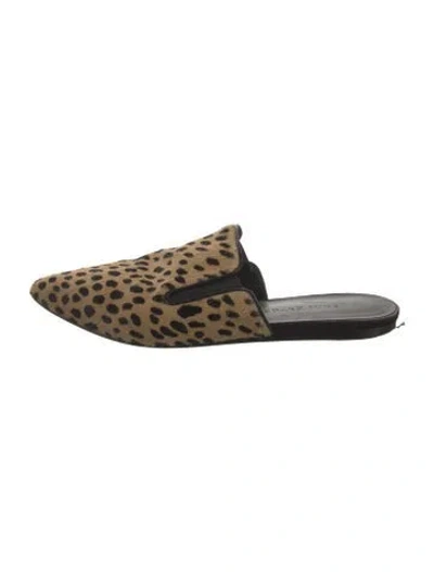 Pre-owned Jenni Kayne Ponyhair Animal Print Mules In Neutral