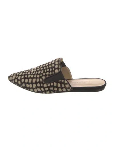 Pre-owned Jenni Kayne Ponyhair Animal Print Mules In Neutral