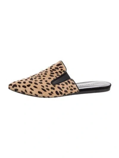 Pre-owned Jenni Kayne Ponyhair Animal Print Mules In Neutral