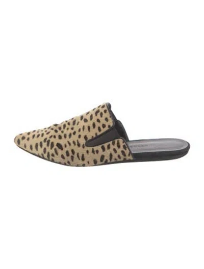 Pre-owned Jenni Kayne Ponyhair Animal Print Mules In Neutral