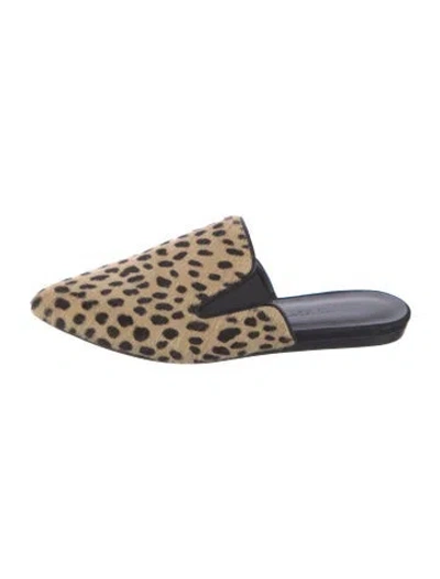 Pre-owned Jenni Kayne Ponyhair Animal Print Mules In Neutral