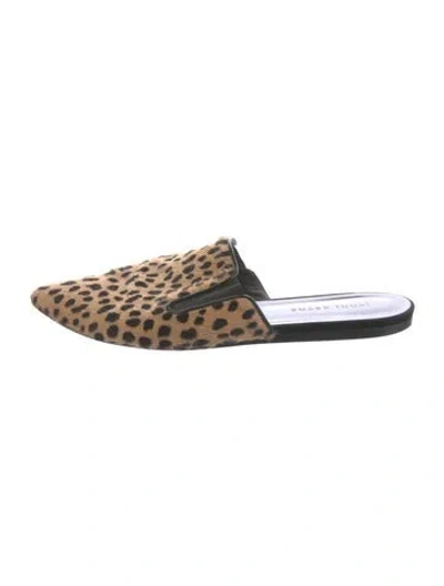 Pre-owned Jenni Kayne Ponyhair Animal Print Mules In Neutrals