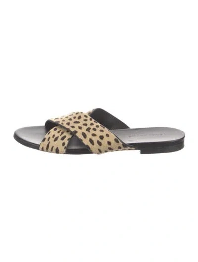 Pre-owned Jenni Kayne Ponyhair Animal Print Slides In Neutrals