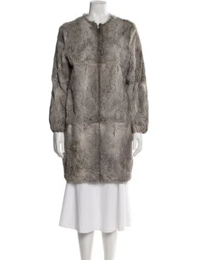 Pre-owned Jenni Kayne Printed Fur Coat In Brown
