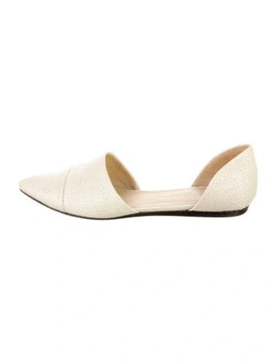 Pre-owned Jenni Kayne Raffia D'orsay Flats In Gray