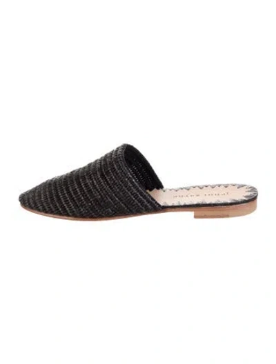 Pre-owned Jenni Kayne Raffia Mules In Black