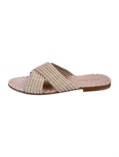Pre-owned Jenni Kayne Raffia Slides In Multi