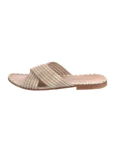 Pre-owned Jenni Kayne Raffia Slides In Neutrals