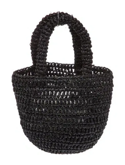 Pre-owned Jenni Kayne Raffia Top Handle Bag In Black