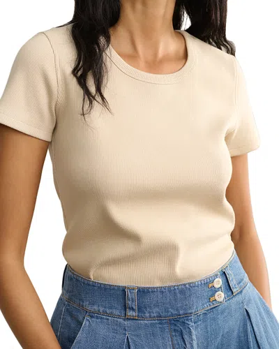 Jenni Kayne Ribbed Crewneck Tee In Alabaster