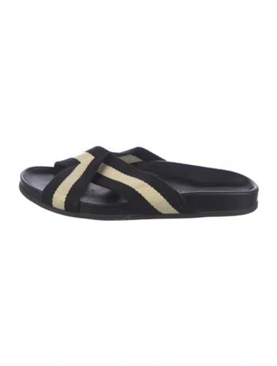 Pre-owned Jenni Kayne Rubber Striped Slides In Black