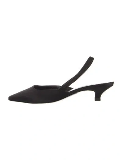 Pre-owned Jenni Kayne Satin Slingback Flats In Black