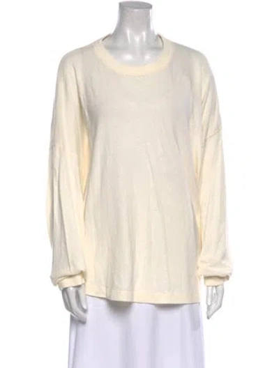 Pre-owned Jenni Kayne Scoop Neck Long Sleeve Sweatshirt In White
