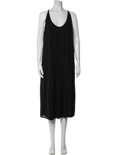 Pre-owned Jenni Kayne Scoop Neck Midi Length Dress In Black