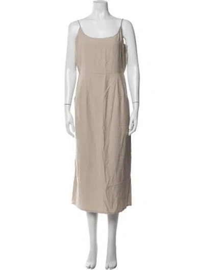 Pre-owned Jenni Kayne Scoop Neck Midi Length Dress In Neutrals