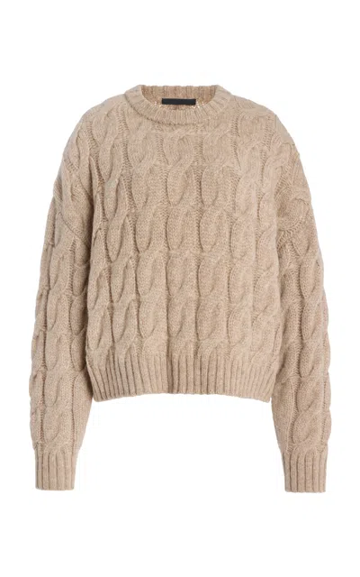 Jenni Kayne Serena Cable-knit Alpaca-blend Sweater In Brown