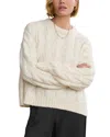 Jenni Kayne Serena Cable Knit Crewneck Sweater In White