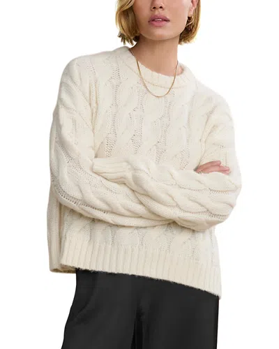 Jenni Kayne Serena Cable Knit Crewneck Sweater In White