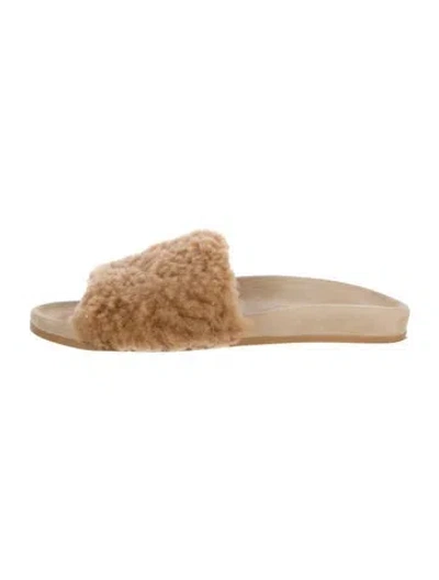 Pre-owned Jenni Kayne Shearling Colorblock Pattern Slides In Neutral