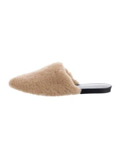 Pre-owned Jenni Kayne Shearling Fur Trim Mules In Neutral