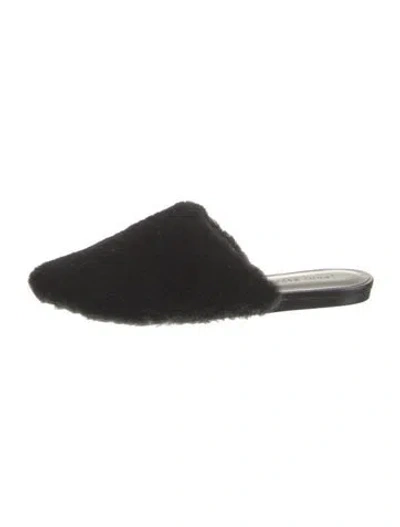 Pre-owned Jenni Kayne Shearling Fur Trim Slides In Black