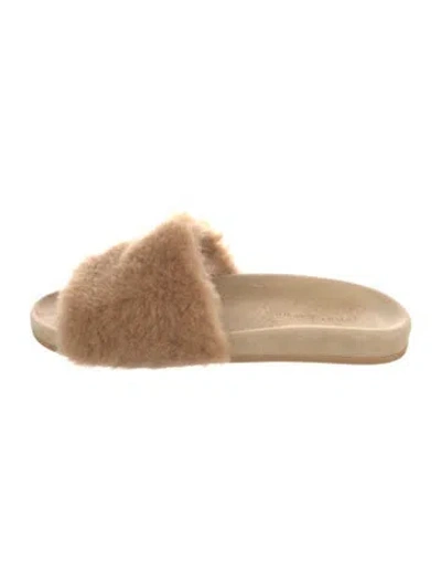 Pre-owned Jenni Kayne Shearling Fur Trim Slides In Neutral